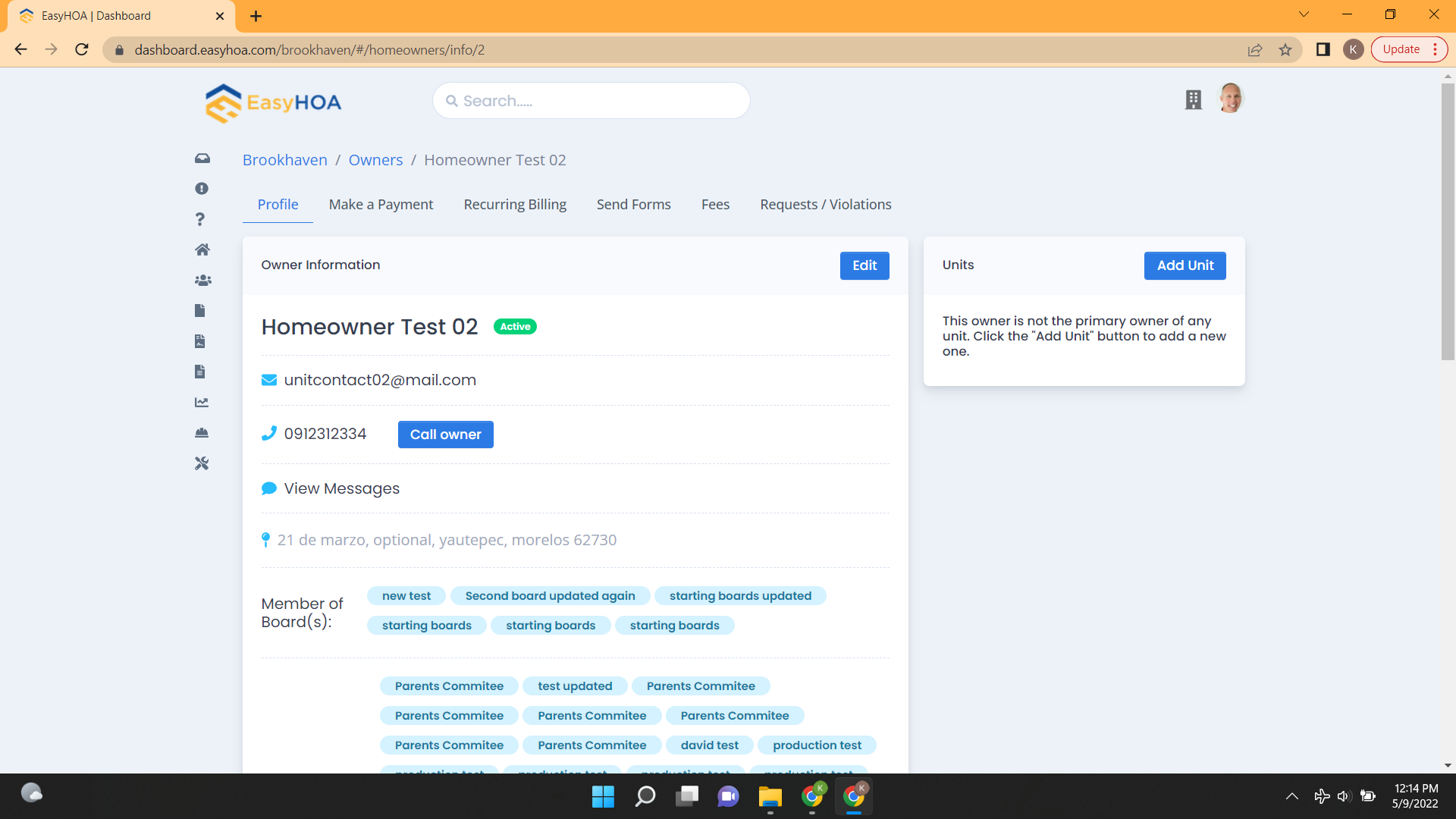 screenshot of Easy HOA